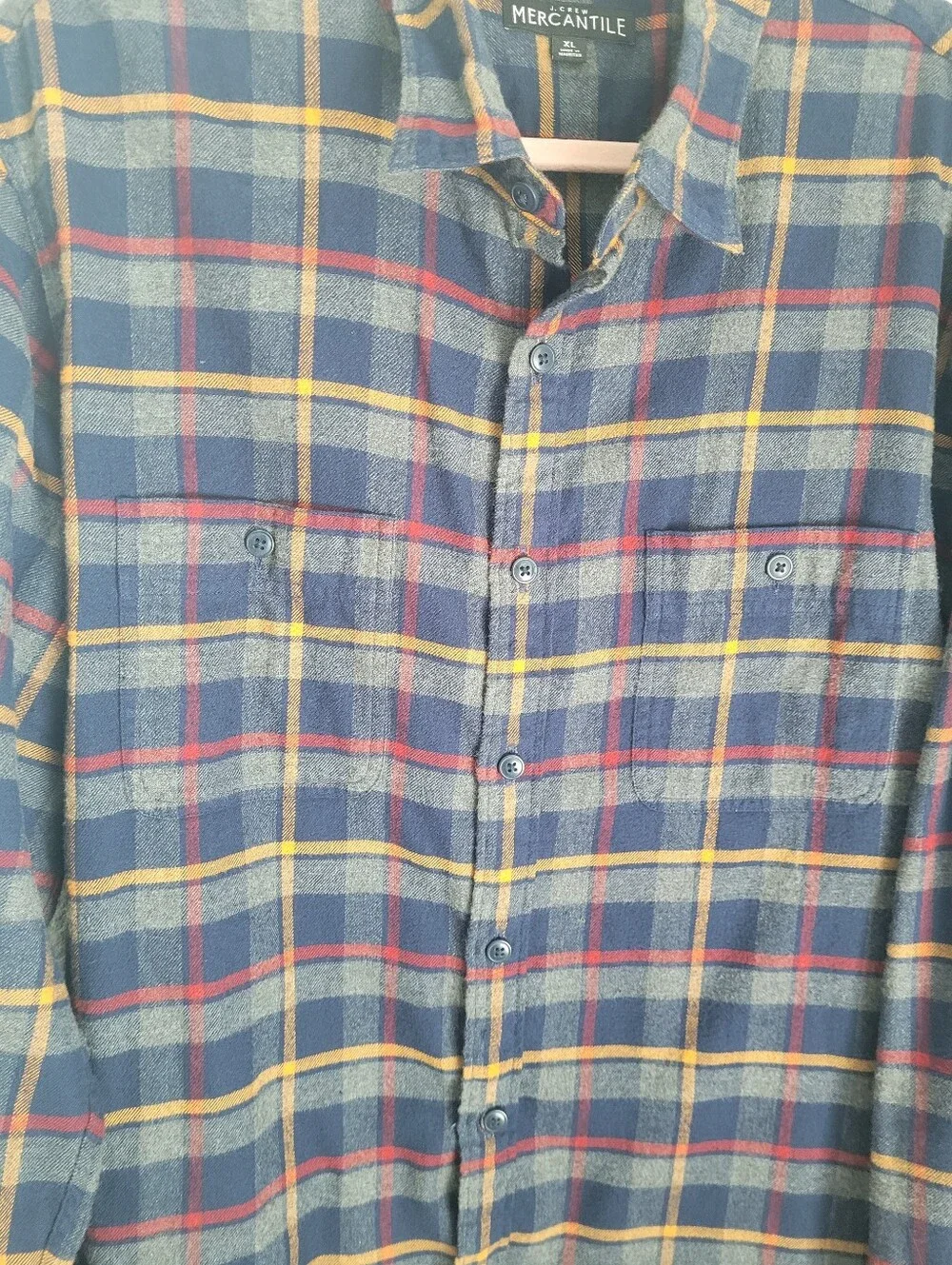 J.Crew Mercantile Men's Blue Plaid Flannel Button Down Shirt XL Gropcore